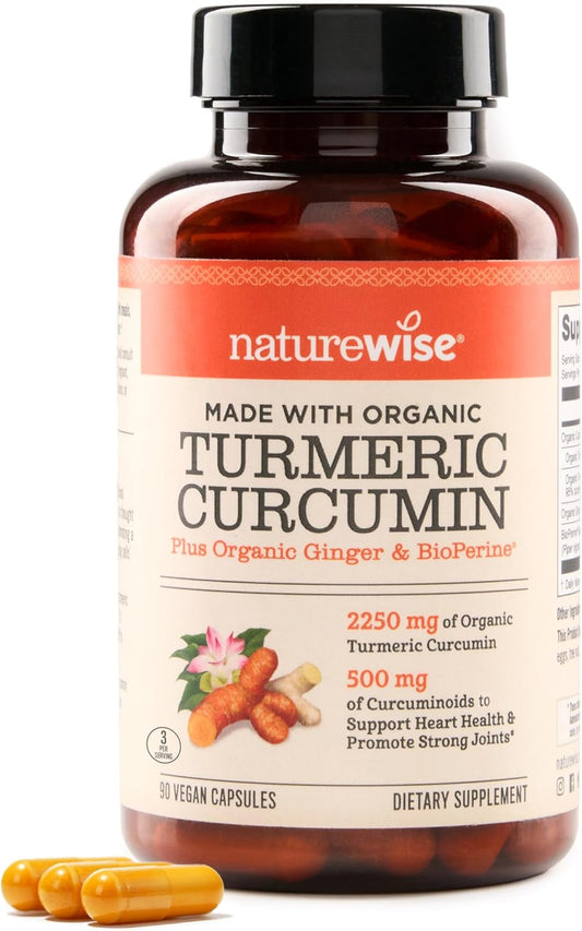 NatureWise Curcumin Turmeric 2250mg - 95% Curcuminoids & BioPerine Black Pepper Extract for Advanced Absorption - Daily Joint and Immune Health Support - Vegan, Non-GMO, 90 Count[30-Day Supply]