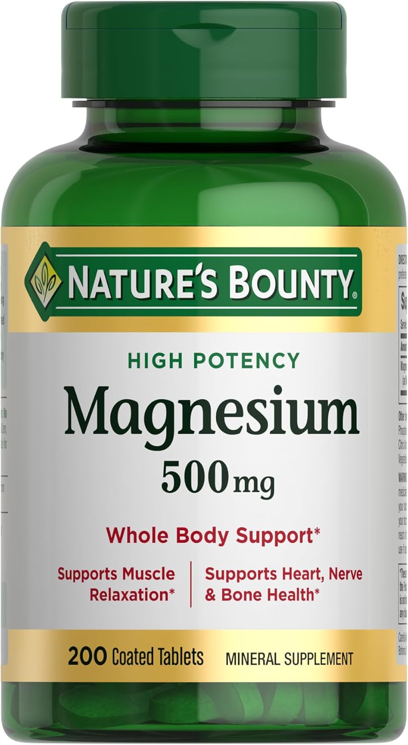 Nature's Bounty Magnesium, Bone and Muscle Health, Whole Body Support, Tablets, 500 Mg, 200 Ct