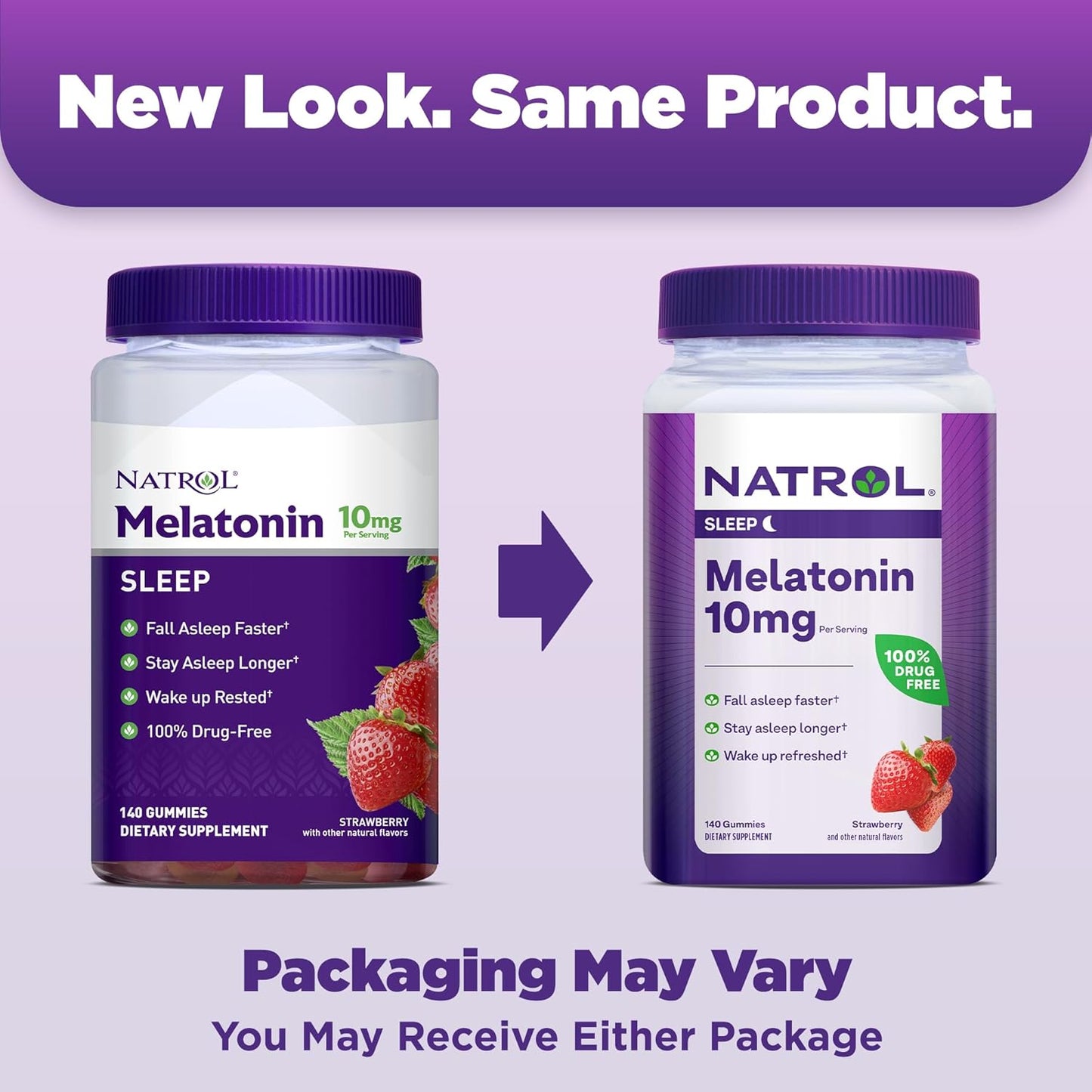 Natrol Melatonin Gummies, Sleep Support for Adults, 10 mg Melatonin Supplement for Sleeping, 140 Strawberry-Flavored Gummies, Up to a 70 Day Supply