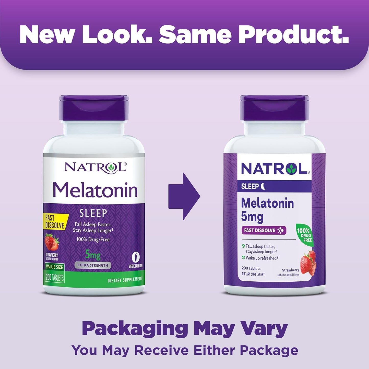 Natrol Fast Dissolve Melatonin 5 mg, Melatonin Supplements for Restful Sleep, Sleep Support for Adults, 200 Strawberry-Flavored Tablets, Up to a 200 Day Supply