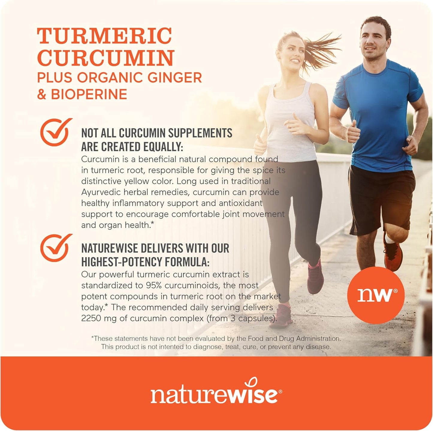 NatureWise Curcumin Turmeric 2250mg - 95% Curcuminoids & BioPerine Black Pepper Extract for Advanced Absorption - Daily Joint and Immune Health Support - Vegan, Non-GMO, 90 Count[30-Day Supply]