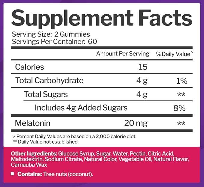 Melatonin 20mg Gummies for Adults (120 Count) - Maximum Strength Sleep Aid with 10mg of Melatonin Per Gummy - Gluten-Free, Non-GMO, Vegetarian, Great Tasting Mixed Berry Flavor - 60 Servings